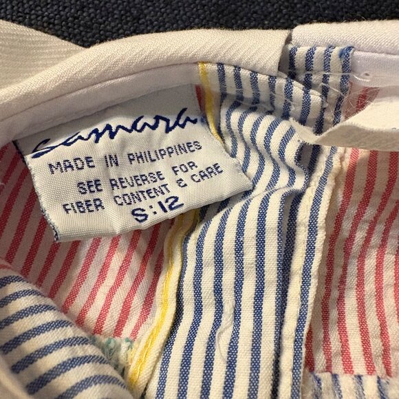 Vintage Samara Baby Girls 2-Piece Outfit Floral Collar & Striped Bloomers 12 Mon - Picture 3 of 4